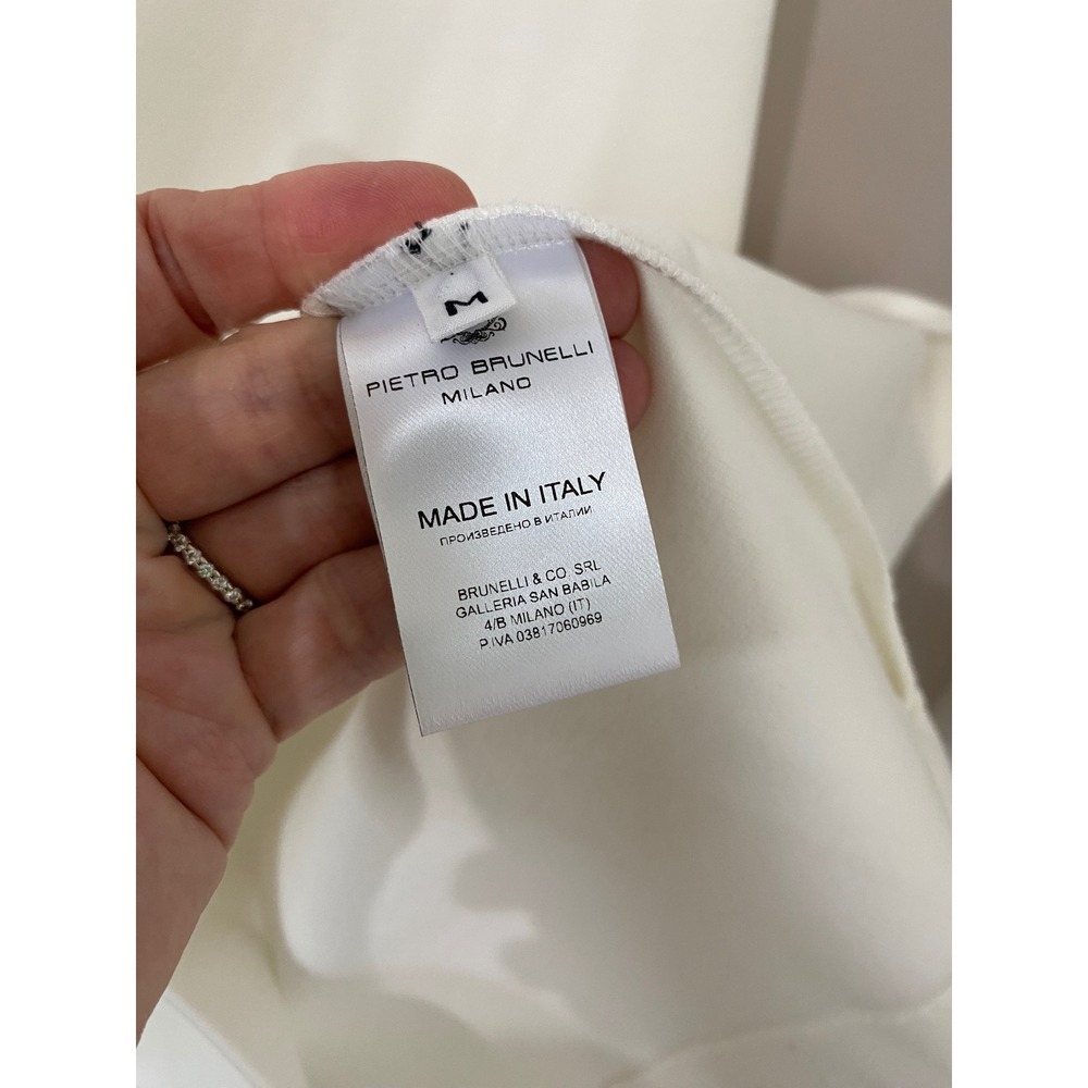 Pietro Brunelli Milano White Salisburgo Rose Sleeve Shift Dress NWT Size Medium - Picture 7 of 8